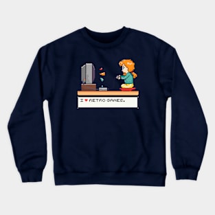 I Love Retro Games Pixel Art Illustration Crewneck Sweatshirt